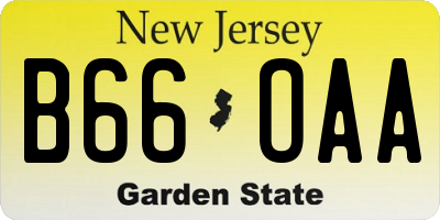 NJ license plate B66OAA