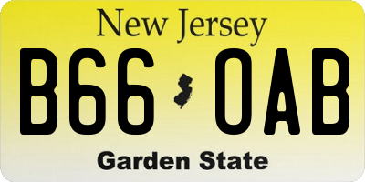 NJ license plate B66OAB