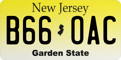 NJ license plate B66OAC
