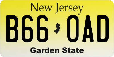 NJ license plate B66OAD