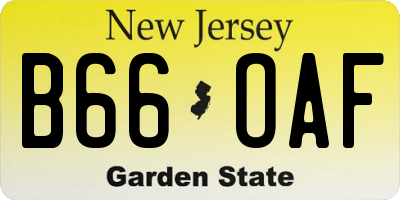 NJ license plate B66OAF