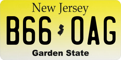 NJ license plate B66OAG
