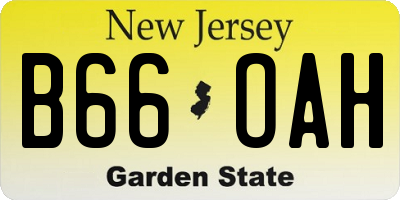 NJ license plate B66OAH