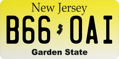 NJ license plate B66OAI