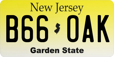 NJ license plate B66OAK