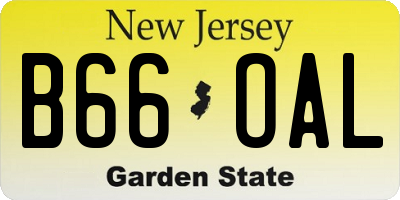 NJ license plate B66OAL