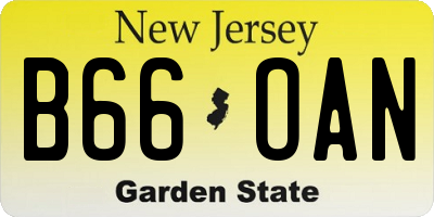 NJ license plate B66OAN