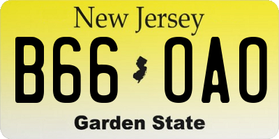NJ license plate B66OAO