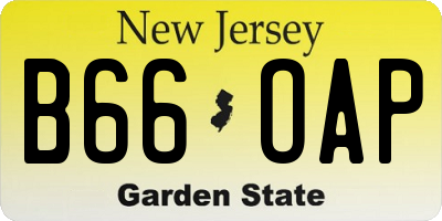NJ license plate B66OAP