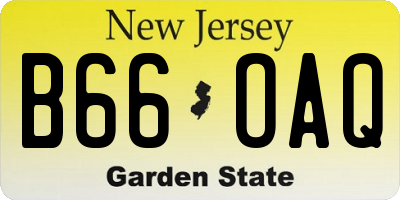 NJ license plate B66OAQ