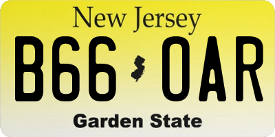 NJ license plate B66OAR