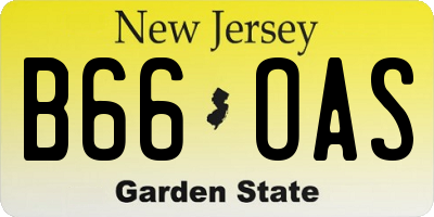 NJ license plate B66OAS