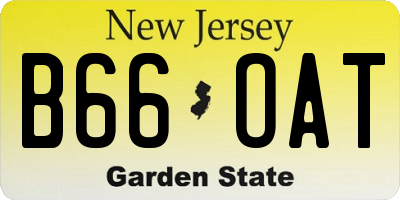 NJ license plate B66OAT