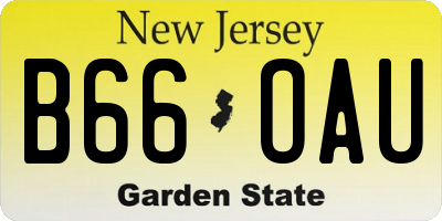 NJ license plate B66OAU