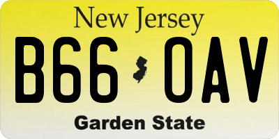 NJ license plate B66OAV