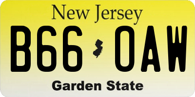 NJ license plate B66OAW