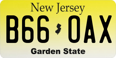 NJ license plate B66OAX