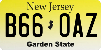 NJ license plate B66OAZ