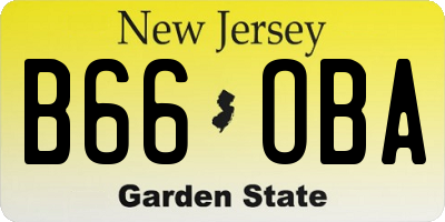 NJ license plate B66OBA