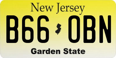 NJ license plate B66OBN