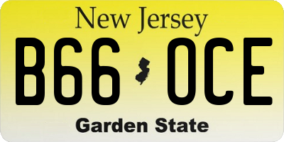 NJ license plate B66OCE