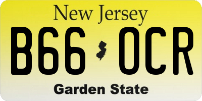 NJ license plate B66OCR