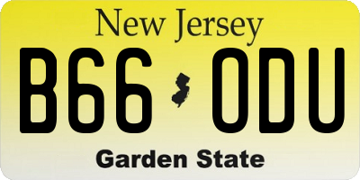 NJ license plate B66ODU