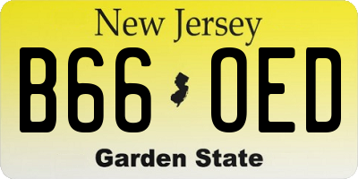 NJ license plate B66OED