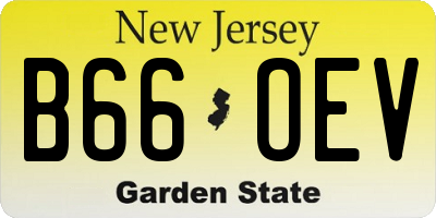 NJ license plate B66OEV