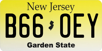 NJ license plate B66OEY