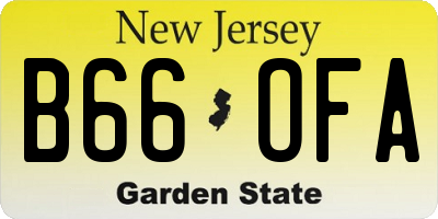 NJ license plate B66OFA