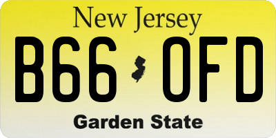 NJ license plate B66OFD