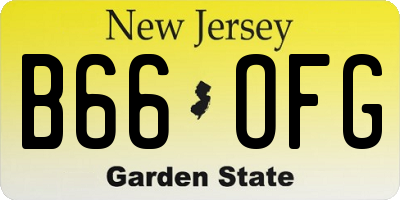 NJ license plate B66OFG