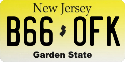 NJ license plate B66OFK