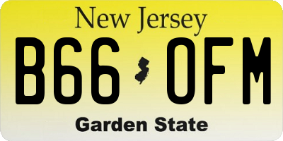 NJ license plate B66OFM