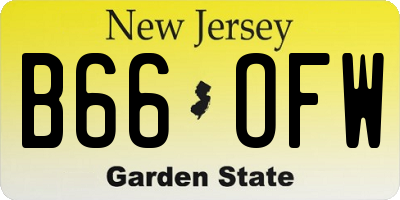 NJ license plate B66OFW