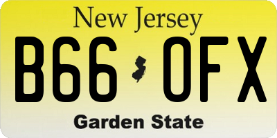 NJ license plate B66OFX