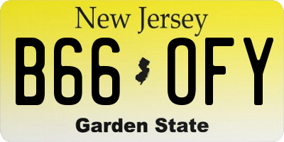 NJ license plate B66OFY