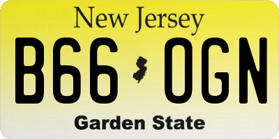 NJ license plate B66OGN