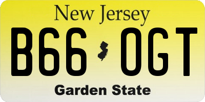 NJ license plate B66OGT