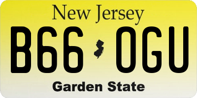NJ license plate B66OGU