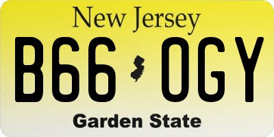 NJ license plate B66OGY