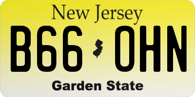 NJ license plate B66OHN