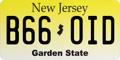 NJ license plate B66OID