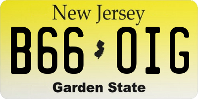 NJ license plate B66OIG