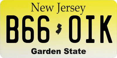 NJ license plate B66OIK