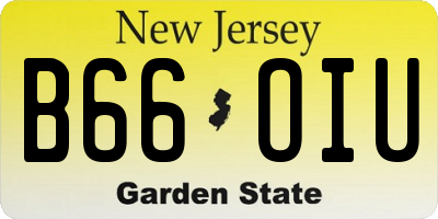 NJ license plate B66OIU