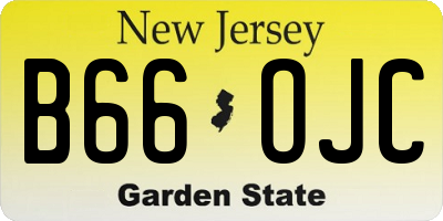 NJ license plate B66OJC