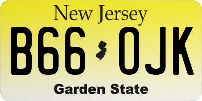 NJ license plate B66OJK