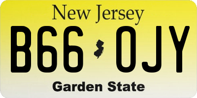 NJ license plate B66OJY
